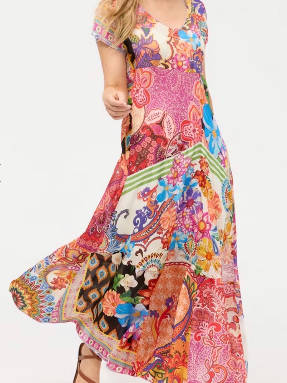 Fabulous Johnny Was Bohemian Vibrant Floral Patchwork Maxi Dress-NWT - Picture 2 of 9